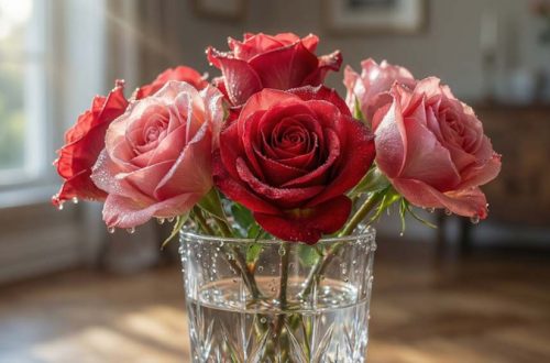 Розы в стеклянной вазе